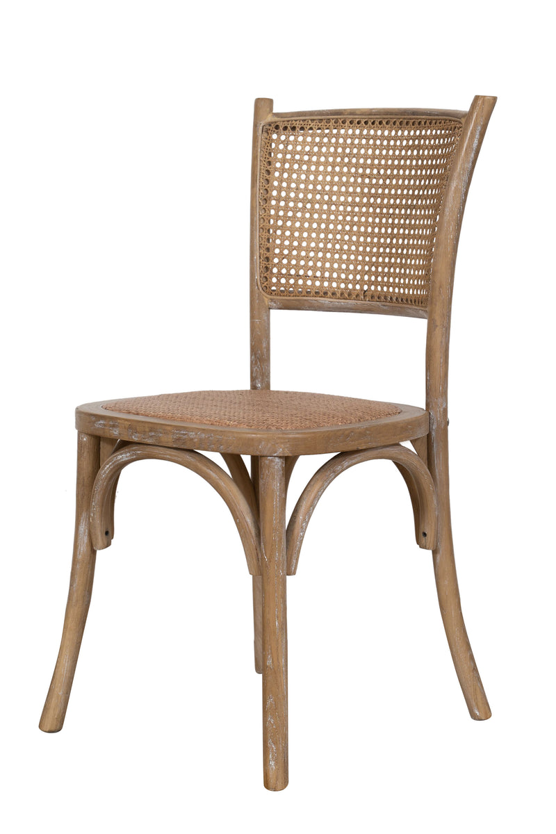 Biscottini Sedia Thonet in massello di frassino e seduta rattan finitura legno invecchiato