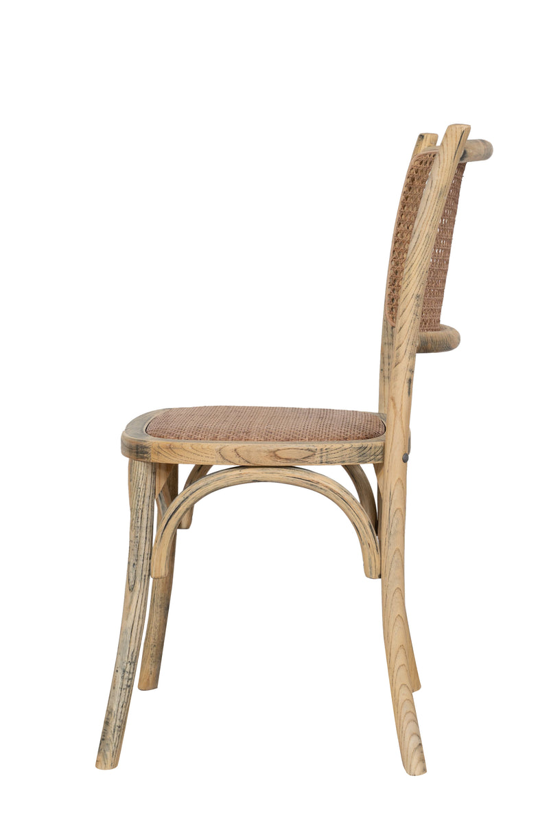 Biscottini Sedia Thonet in massello di frassino e seduta rattan finitura rovere larghezza