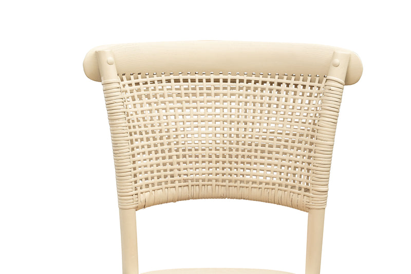 Biscottini Sedia Thonet in massello di frassino e seduta rattan finitura Bianco anticato L45xPR50xH88 cm