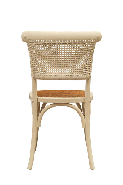 Biscottini Sedia Thonet in massello di frassino e seduta rattan finitura Bianco anticato L45xPR50xH88 cm