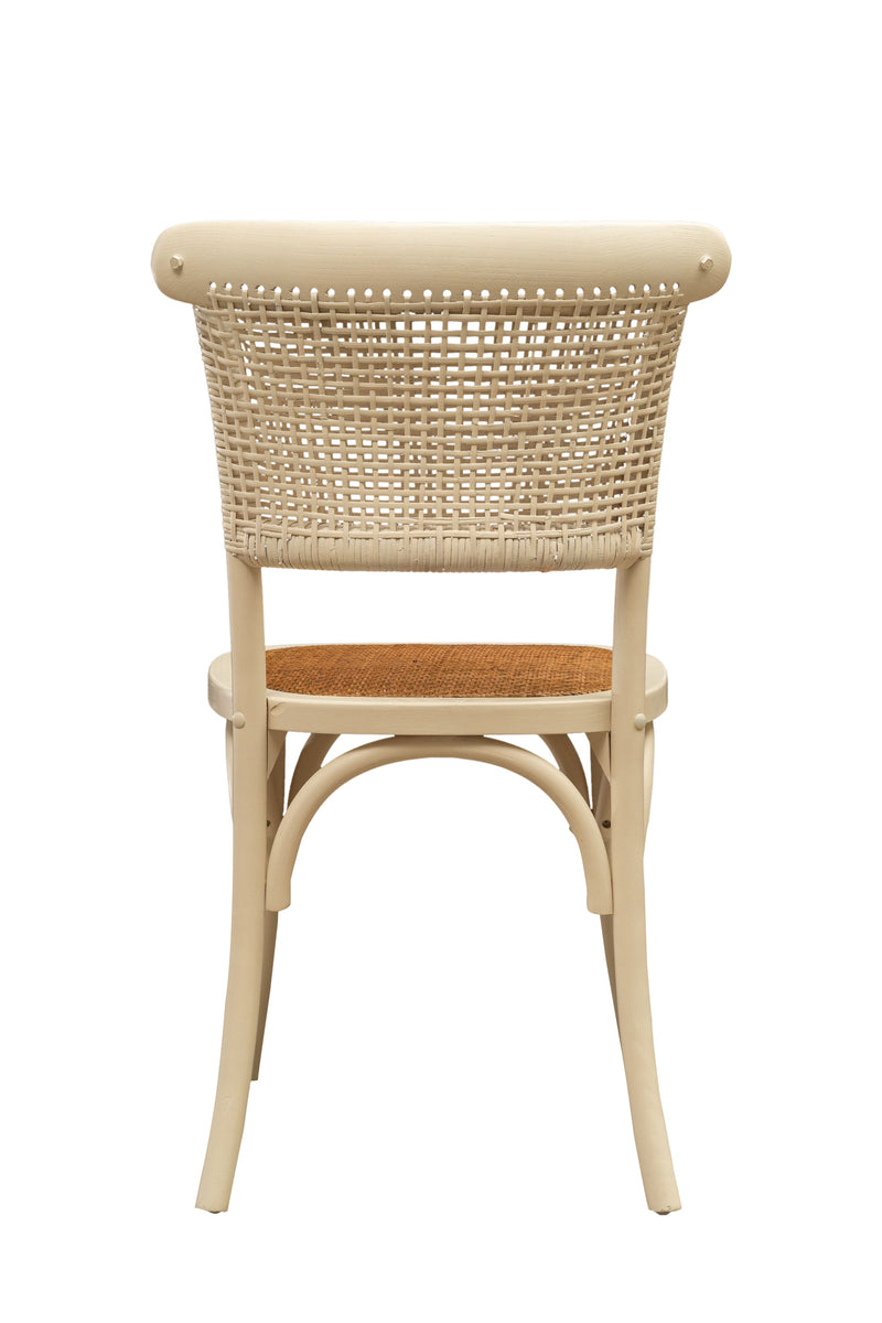 Biscottini Sedia Thonet in massello di frassino e seduta rattan finitura Bianco anticato L45xPR50xH88 cm