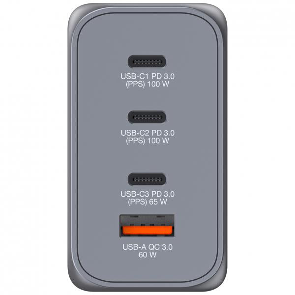 Verbatim GNC-200 Universale Nero, Grigio AC Ricarica rapida Interno (VERBATIM GNC-200 GaN Charger 4 Port 200W USB A/C [EU/UK/US])