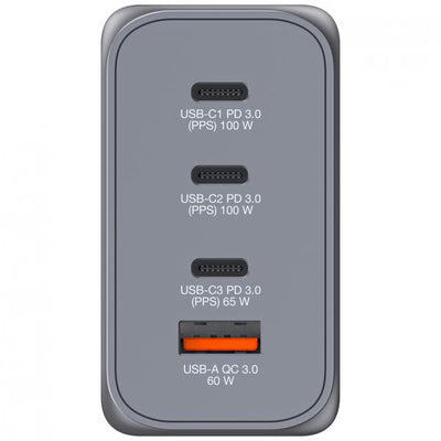 Verbatim GNC-200 Universale Nero, Grigio AC Ricarica rapida Interno (VERBATIM GNC-200 GaN Charger 4 Port 200W USB A/C [EU/UK/US])