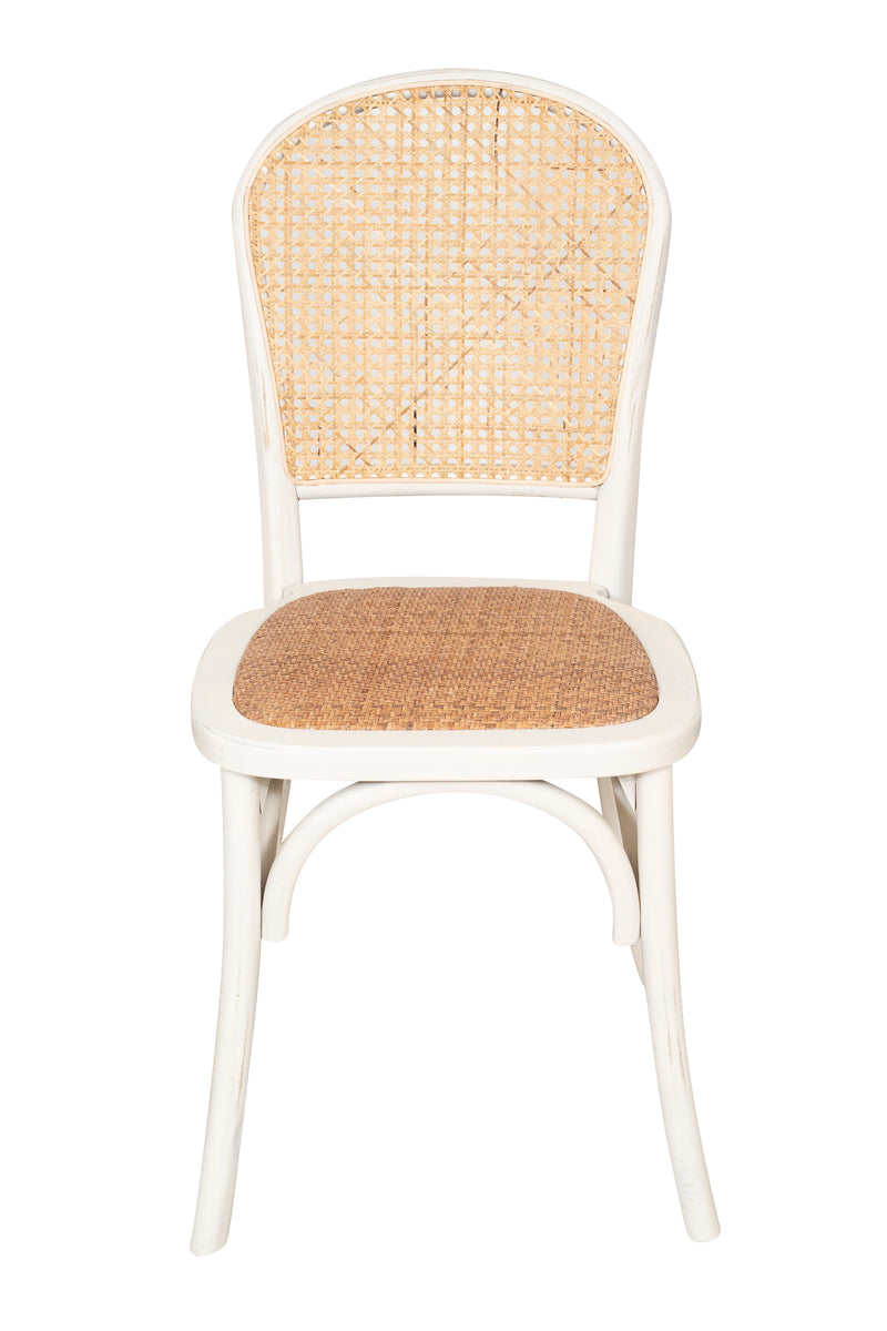 Biscottini Sedia Thonet in massello di frassino e seduta rattan finitura bianca anticata