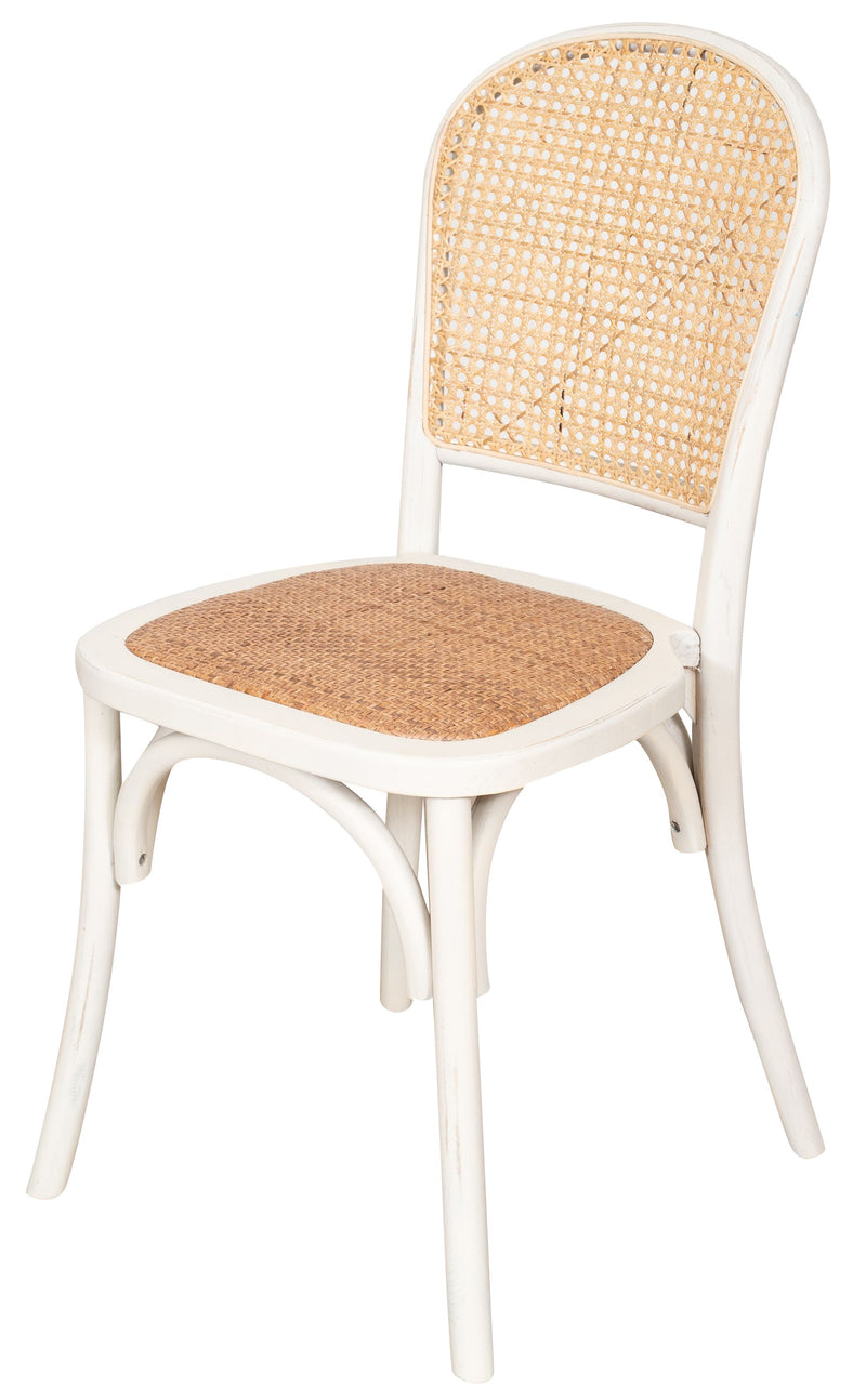 Biscottini Sedia Thonet in massello di frassino e seduta rattan finitura bianca anticata