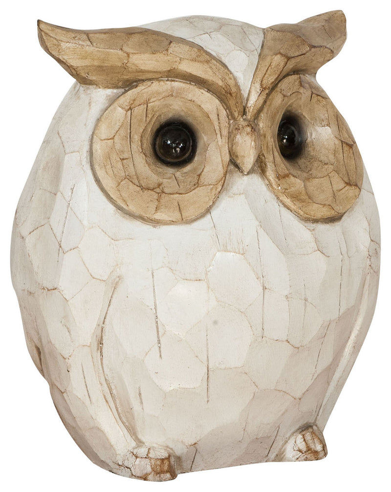 Biscottini Gufo in simil legno dipinto L53xPR21,5XH39 cm Statuetta raffigurante dimensioni