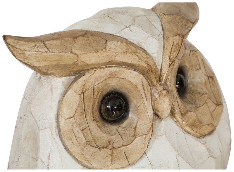 Biscottini Gufo in simil legno dipinto L53xPR21,5XH39 cm Statuetta raffigurante dimensioni