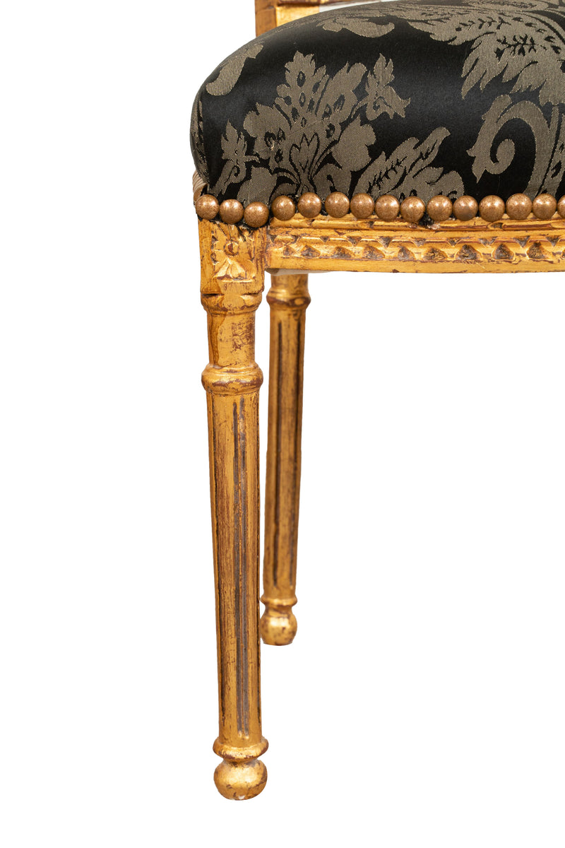 Biscottini Sedia poltrona stile francese Luigi XVI in legno massello di faggio poltroncina