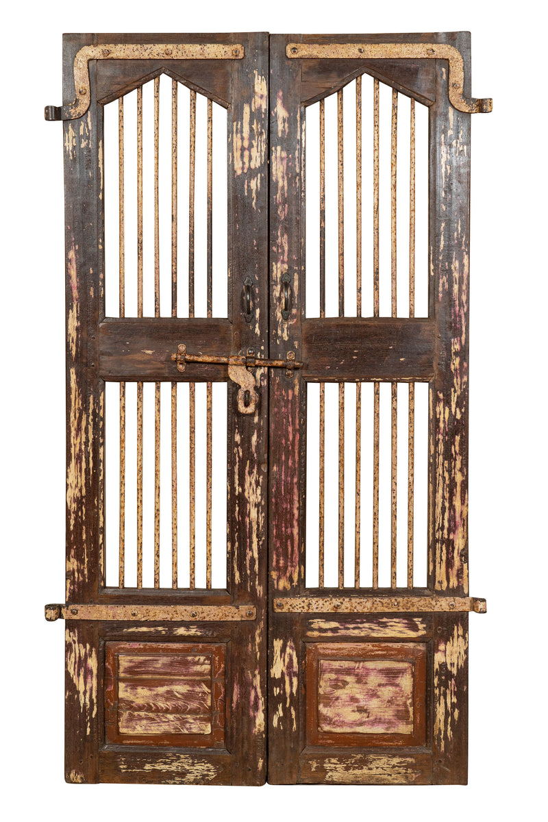 Biscottini Porta portone in legno massello e ferro da interno o da esterno vecchia e antica medievale