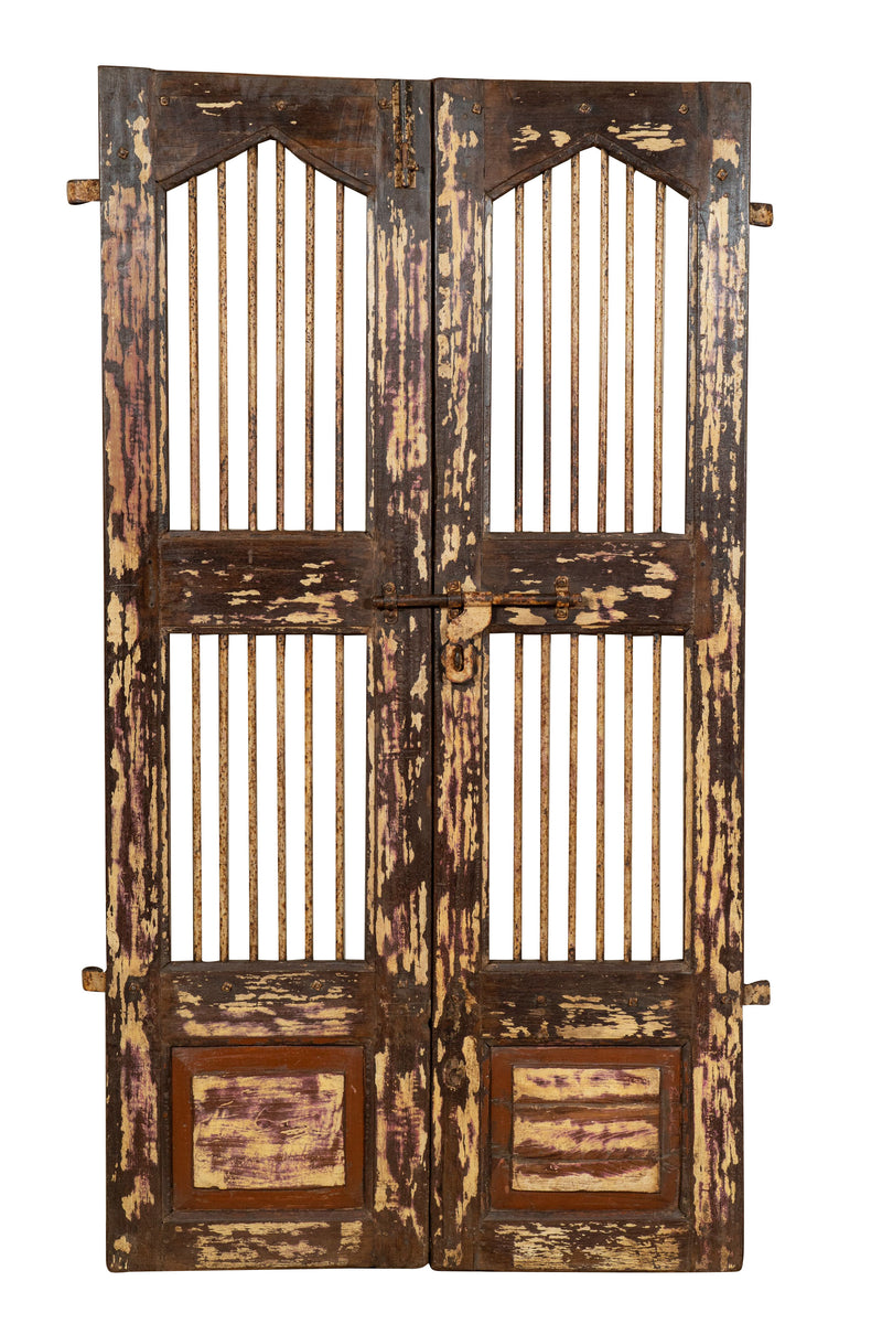 Biscottini Porta portone in legno massello e ferro da interno o da esterno vecchia e antica medievale