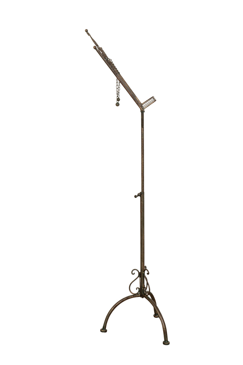 Biscottini Leggio da terra in ferro battuto pieno finitura ruggine anticata L46xPR32xH139 cm