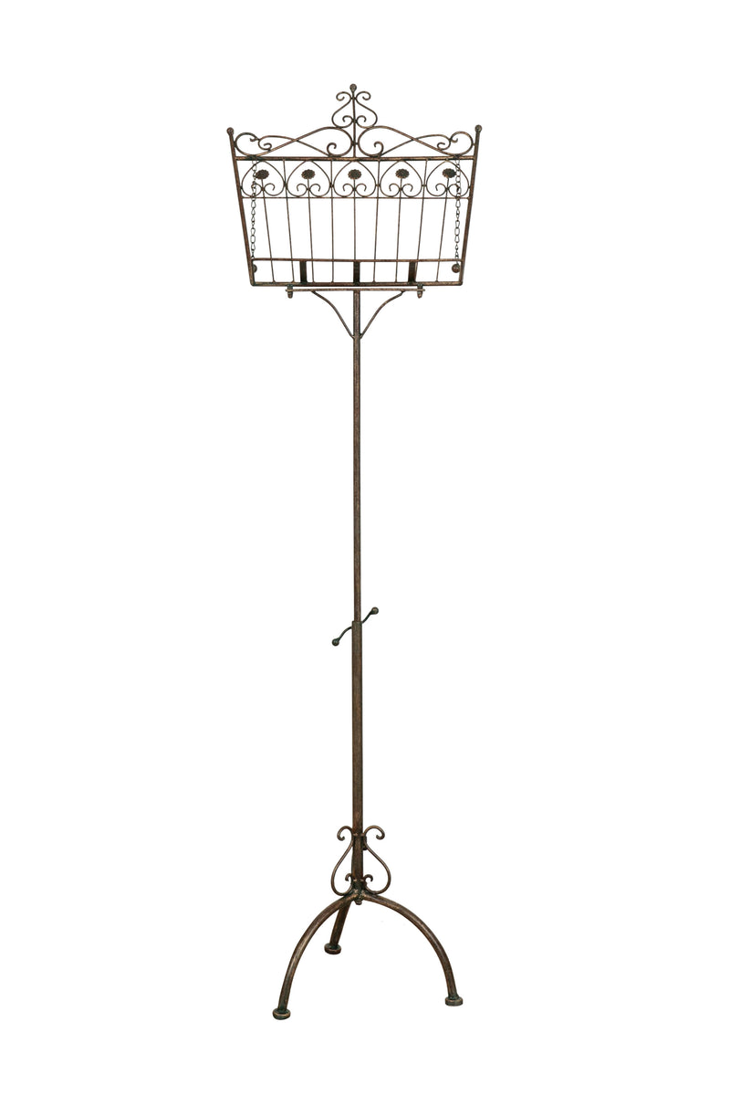 Biscottini Leggio da terra in ferro battuto pieno finitura ruggine anticata L46xPR32xH139 cm