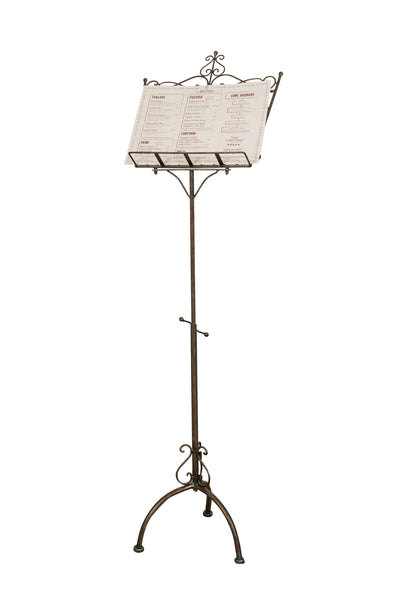 Biscottini Leggio da terra in ferro battuto pieno finitura ruggine anticata L46xPR32xH139 cm