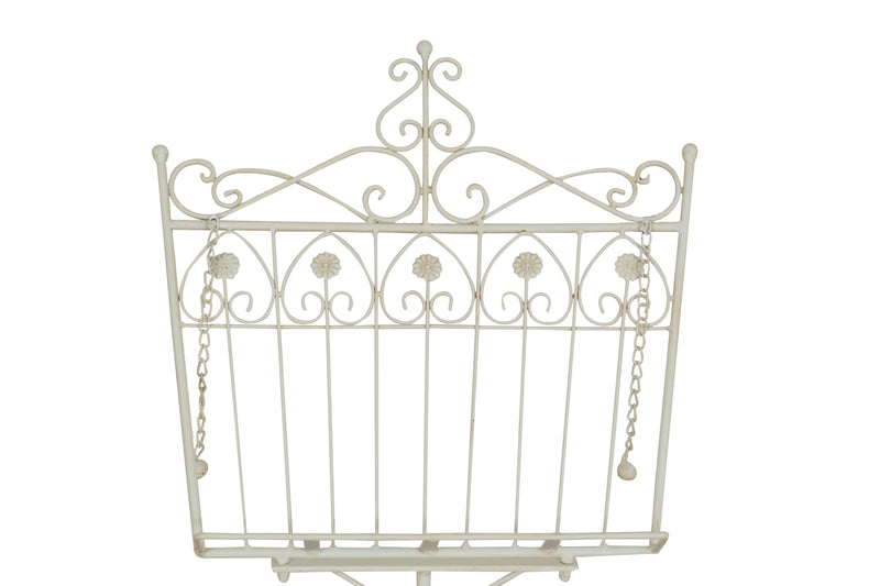 Biscottini Leggio da terra in ferro battuto pieno finitura bianca anticata L46xPR32xH139 cm