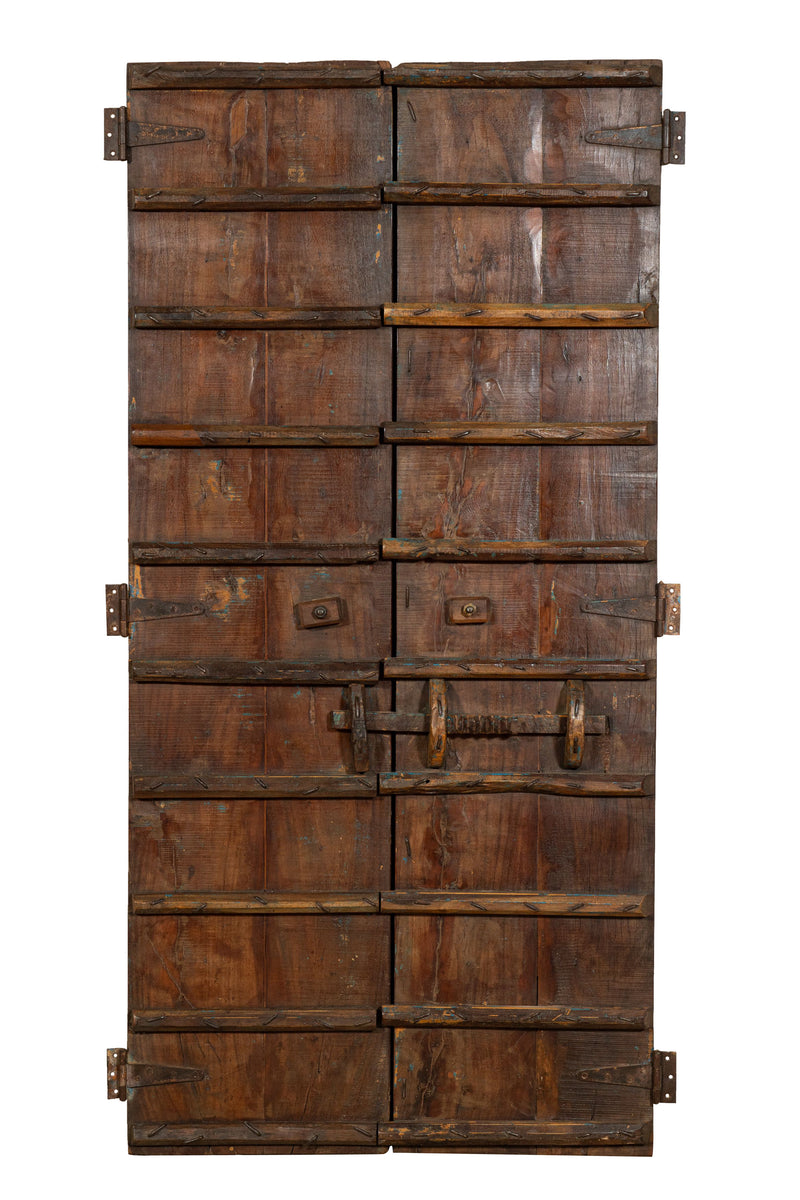 Biscottini Porta portone in legno massello e ferro da interno o da esterno vecchia e antica medievale scorrevole