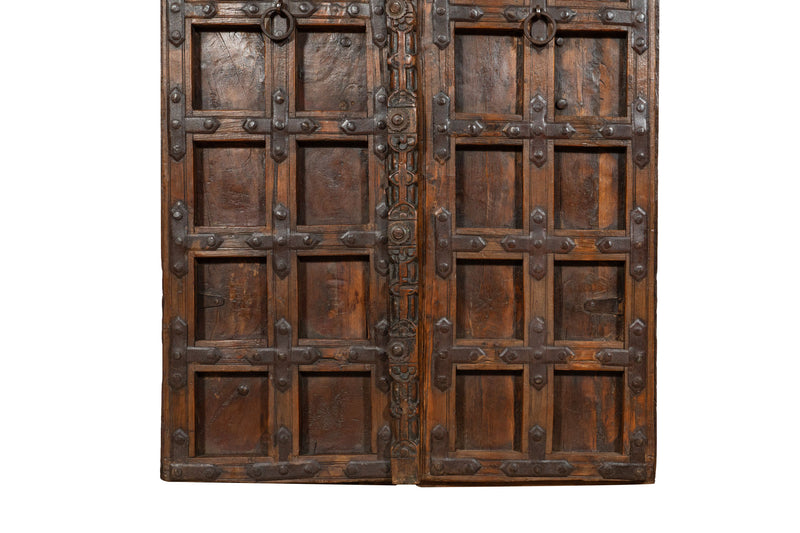 Biscottini Porta portone in legno massello e ferro da interno o da esterno vecchia e antica medievale scorrevole