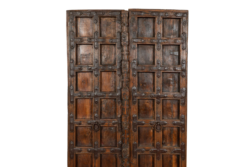Biscottini Porta portone in legno massello e ferro da interno o da esterno vecchia e antica medievale scorrevole