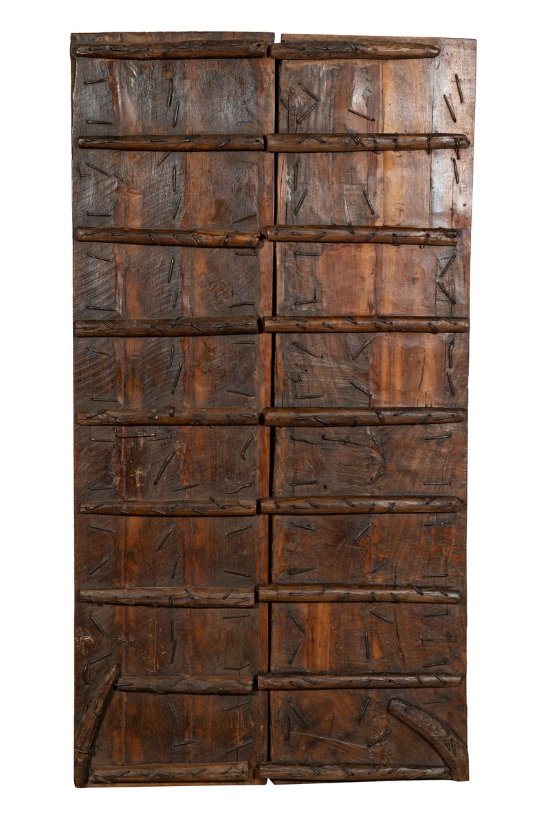 Biscottini Porta portone in legno massello e ferro da interno o da esterno vecchia e antica medievale scorrevole