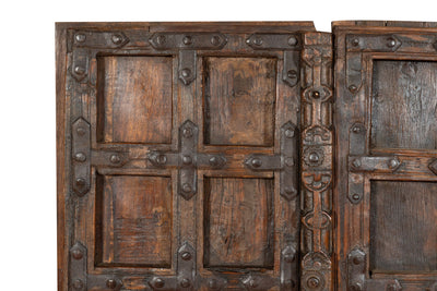 Biscottini Porta portone in legno massello e ferro da interno o da esterno vecchia e antica medievale scorrevole