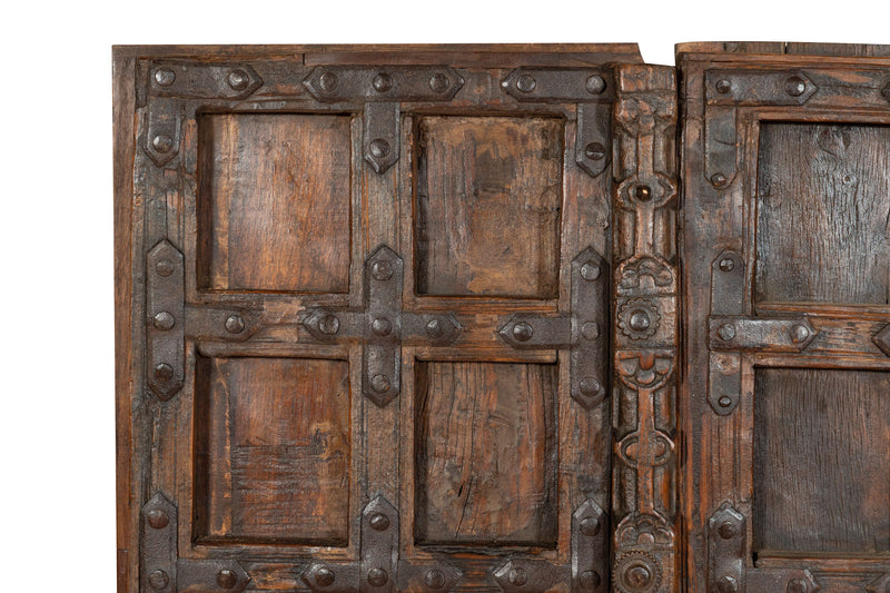 Biscottini Porta portone in legno massello e ferro da interno o da esterno vecchia e antica medievale scorrevole