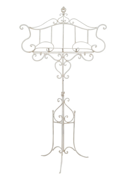 Biscottini Leggio da terra in ferro battuto pieno finitura bianca anticata L85xPR50xH140 cm