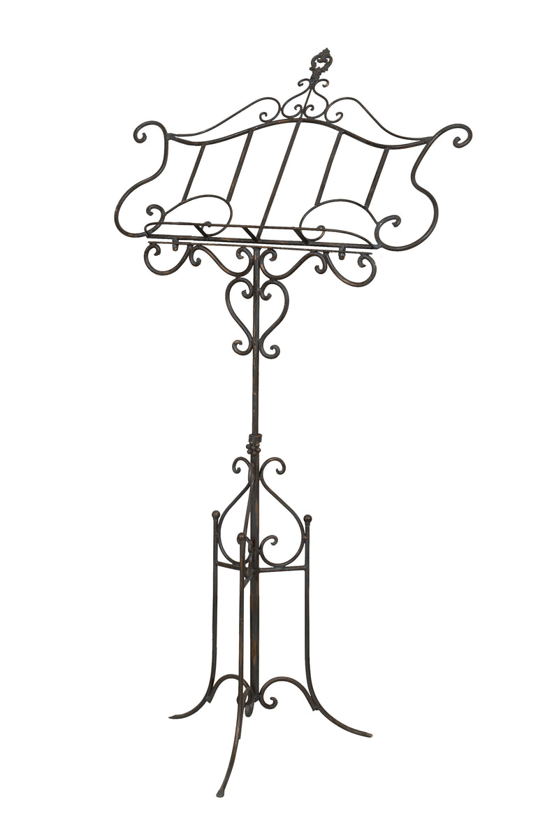 Biscottini Leggio da terra in ferro battuto pieno finitura anticata L85xPR50xH140 cm