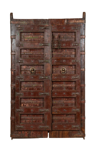 Biscottini Porta portone in legno massello e ferro da interno o da esterno vecchia e antica medievale scorrevole