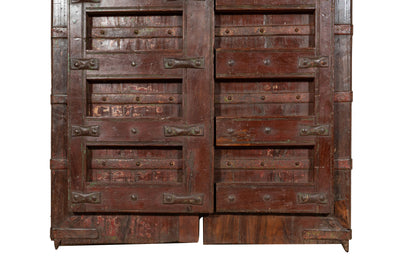 Biscottini Porta portone in legno massello e ferro da interno o da esterno vecchia e antica medievale scorrevole