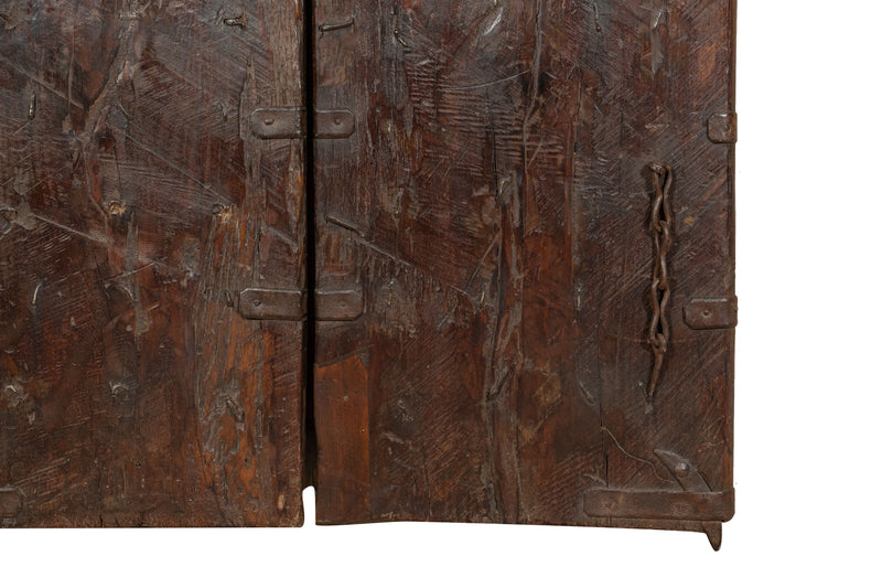 Biscottini Porta portone in legno massello e ferro da interno o da esterno vecchia e antica medievale scorrevole