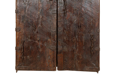 Biscottini Porta portone in legno massello e ferro da interno o da esterno vecchia e antica medievale scorrevole