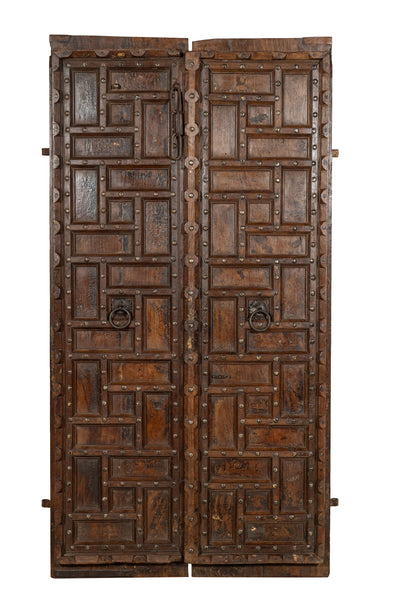 Biscottini Porta portone in legno massello e ferro da interno o da esterno vecchia e antica medievale scorrevole