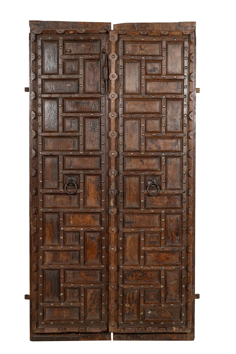 Biscottini Porta portone in legno massello e ferro da interno o da esterno vecchia e antica medievale scorrevole