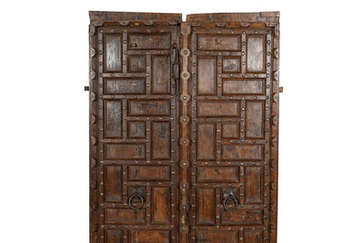 Biscottini Porta portone in legno massello e ferro da interno o da esterno vecchia e antica medievale scorrevole