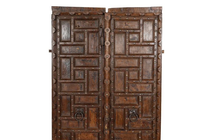 Biscottini Porta portone in legno massello e ferro da interno o da esterno vecchia e antica medievale scorrevole