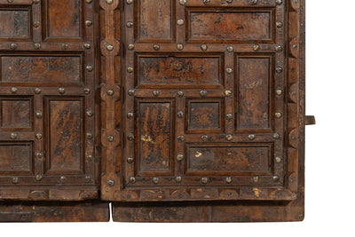 Biscottini Porta portone in legno massello e ferro da interno o da esterno vecchia e antica medievale scorrevole