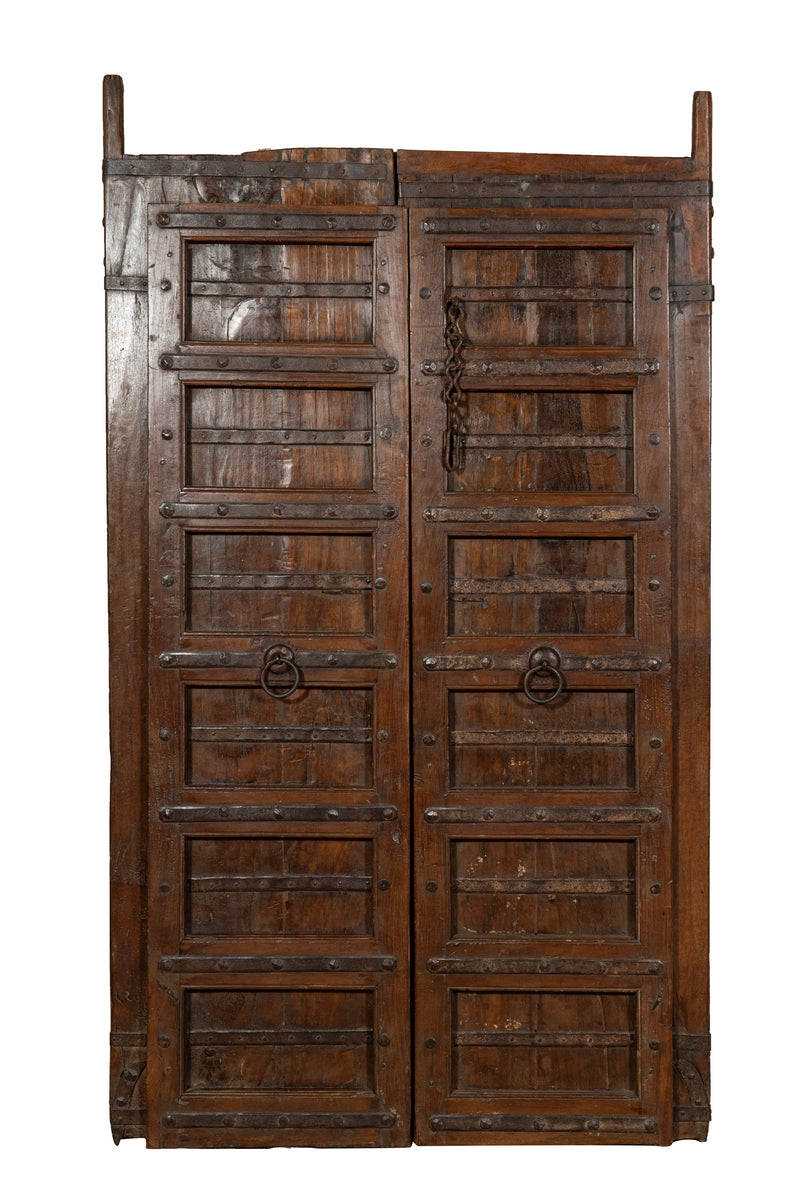 Biscottini Porta portone in legno massello e ferro da interno o da esterno vecchia e antica medievale scorrevole