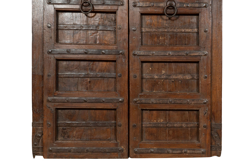 Biscottini Porta portone in legno massello e ferro da interno o da esterno vecchia e antica medievale scorrevole