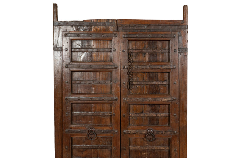 Biscottini Porta portone in legno massello e ferro da interno o da esterno vecchia e antica medievale scorrevole