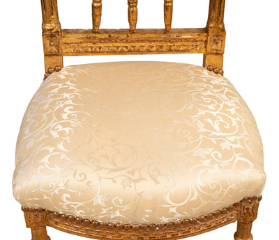 Biscottini Sedia poltrona stile francese Luigi XVI in legno massello di faggio poltroncina