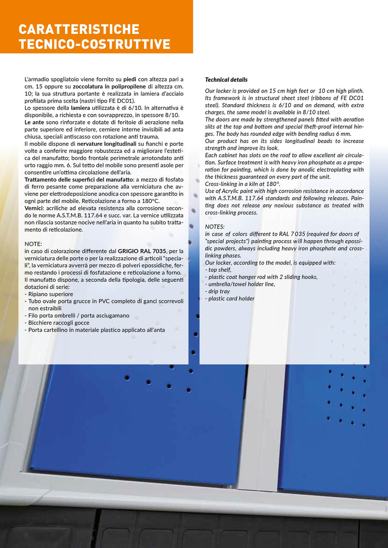 Armadietto multispogliatoio a 4 vani di metallo di vario colore cm. 60x50x180h