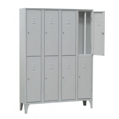 Armadietto spogliatoio con tramezza sporco/pulito multi vano ad 8 posti monoblocco cm. 120x50x180h