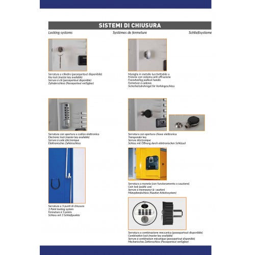 Armadietto spogliatoio con tramezza sporco/pulito multi vano ad 8 posti monoblocco cm. 120x50x180h