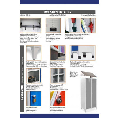 Armadietto spogliatoio con tramezza sporco/pulito multi vano ad 8 posti monoblocco cm. 120x50x180h