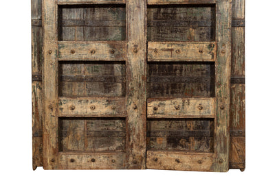 Biscottini Porta portone in legno massello e ferro da interno o da esterno vecchia e antica medievale scorrevole