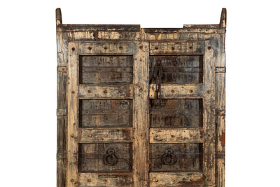 Biscottini Porta portone in legno massello e ferro da interno o da esterno vecchia e antica medievale scorrevole