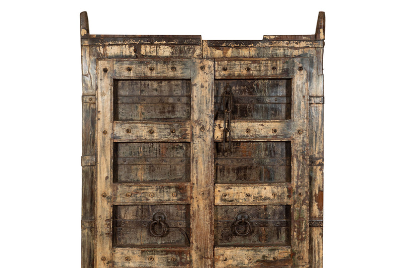 Biscottini Porta portone in legno massello e ferro da interno o da esterno vecchia e antica medievale scorrevole