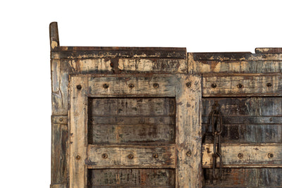 Biscottini Porta portone in legno massello e ferro da interno o da esterno vecchia e antica medievale scorrevole