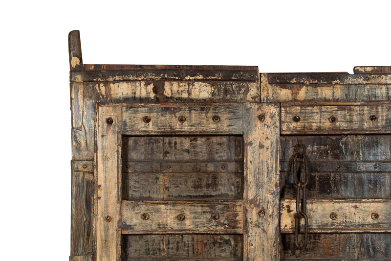 Biscottini Porta portone in legno massello e ferro da interno o da esterno vecchia e antica medievale scorrevole