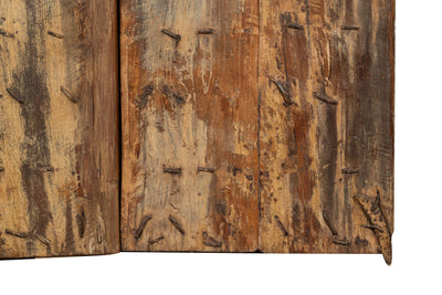 Biscottini Porta portone in legno massello e ferro da interno o da esterno vecchia e antica medievale scorrevole