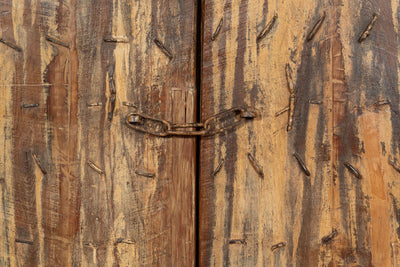 Biscottini Porta portone in legno massello e ferro da interno o da esterno vecchia e antica medievale scorrevole